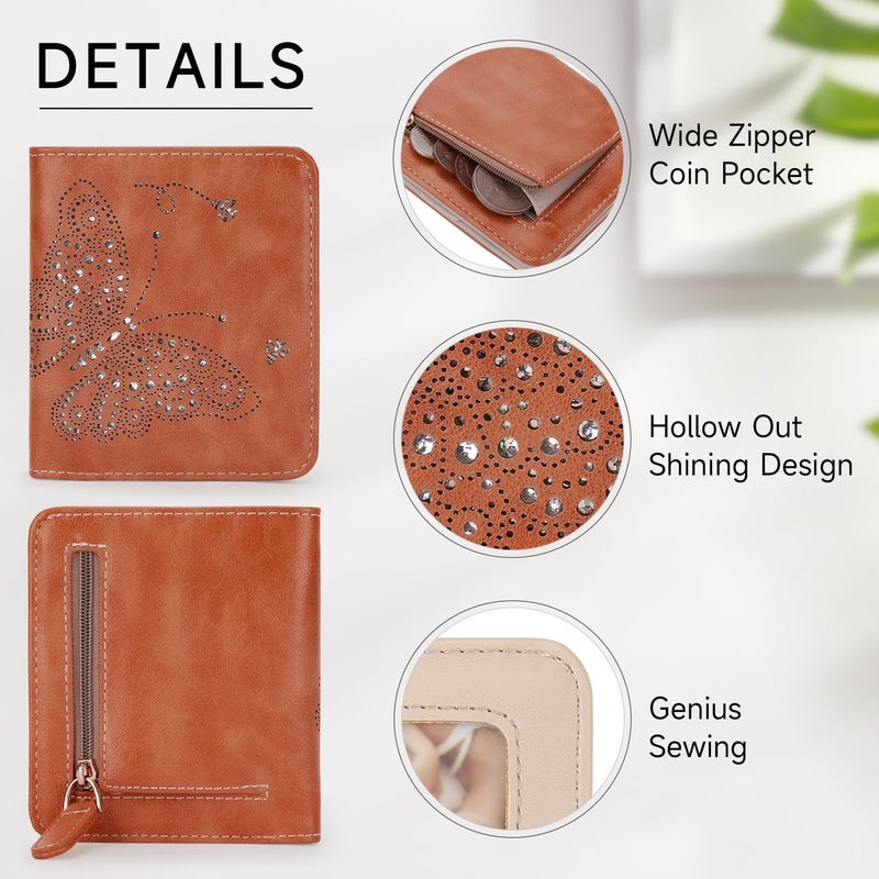 KITEVIUN Small RFID Wallet Women Ultra Thin Slim Womens Wallet Mini Compact Bifold Pocket Ladies Wallets for Women BROWN - Image 4